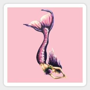 Diving Pink Mermaid Magnet